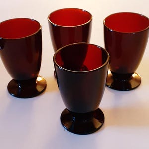 4 Royal Ruby Iced Tea Glasses by Anchor Hocking, Vintage, Beautiful