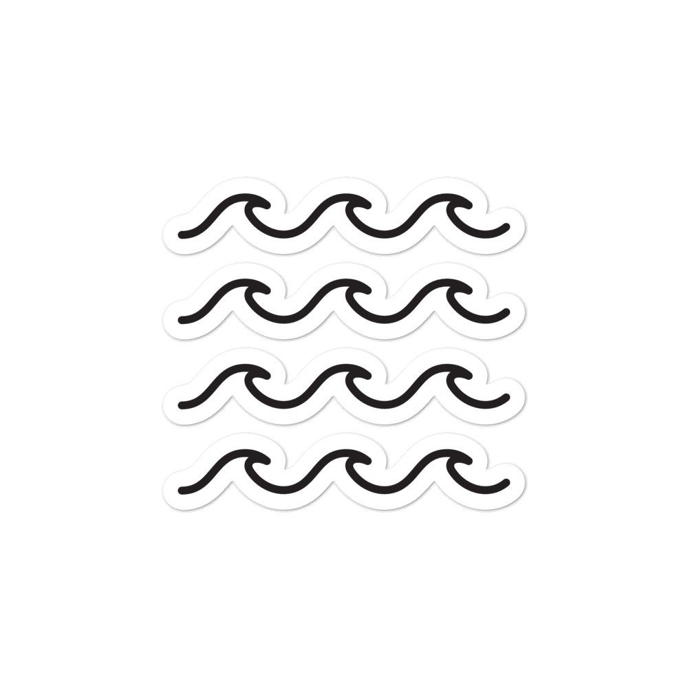 4 Hand Drawn Wave Sticker Set Ocean Wave Sticker Wave Vinyl Etsy
