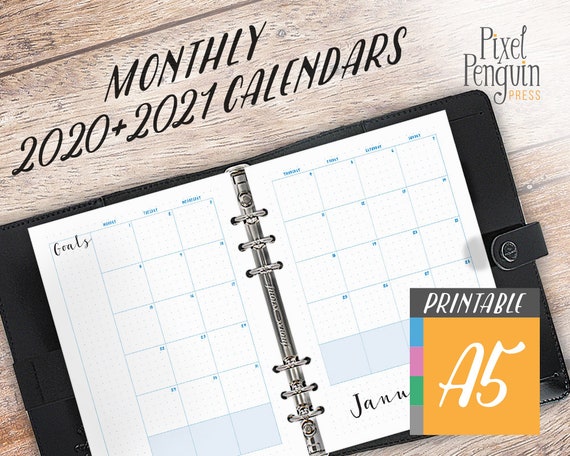 Monthly Planner 2020 2021 A5 Bullet Journal Inserts A5 ...