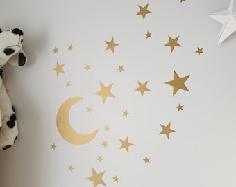 Stars and Moon Removable  wall stickers set, Wall stickers,  Decals, Kids Decor