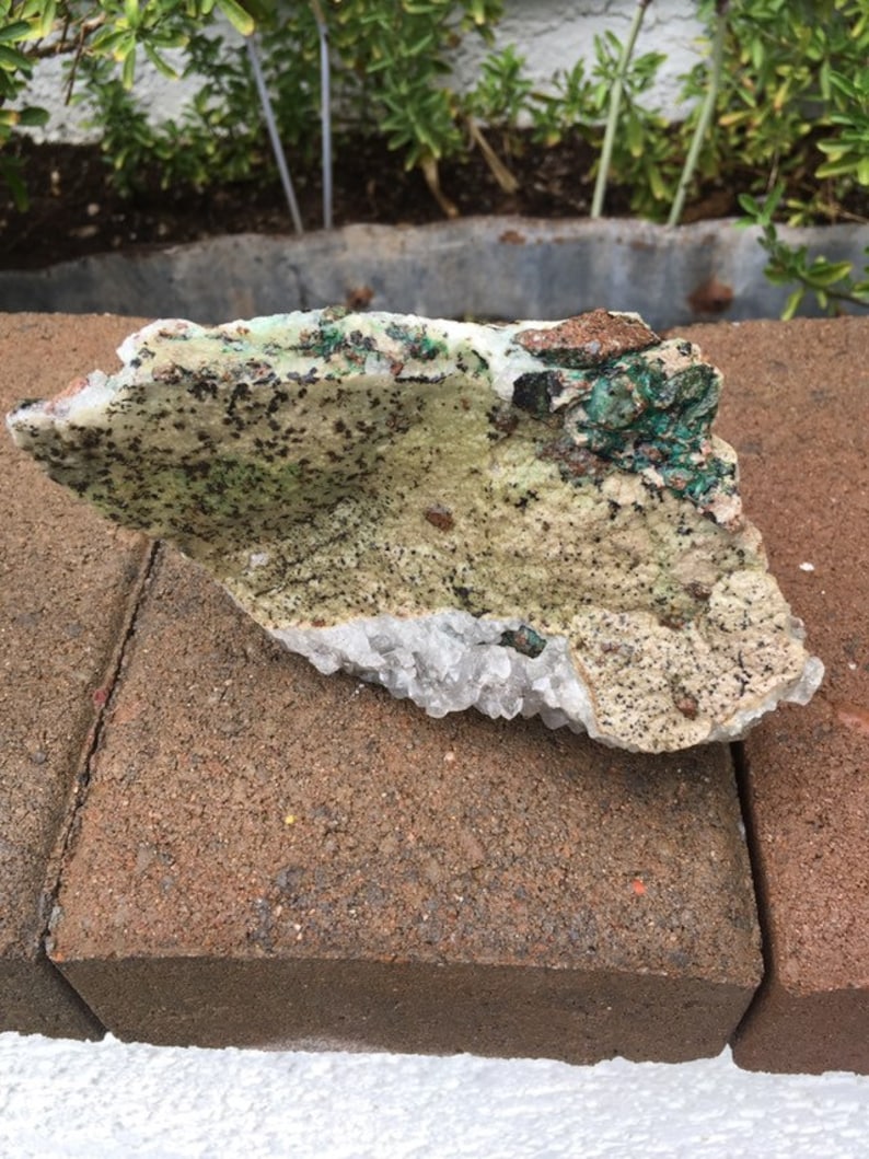 private collection. 806 grams Quartz Chrysocolla Malachite rough stock Ray Mines near Globe AZ