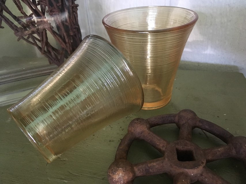 Amber Depression Glass Old English Threading by Indiana Glass Etsy