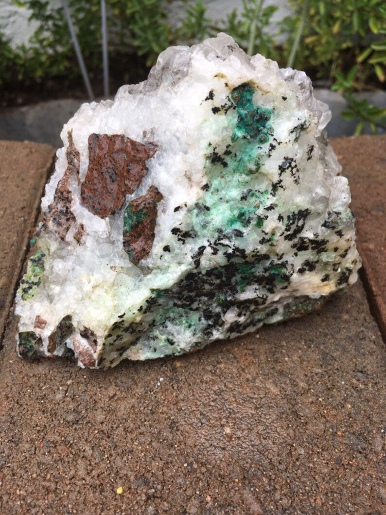 private collection. 806 grams Quartz Chrysocolla Malachite rough stock Ray Mines near Globe AZ