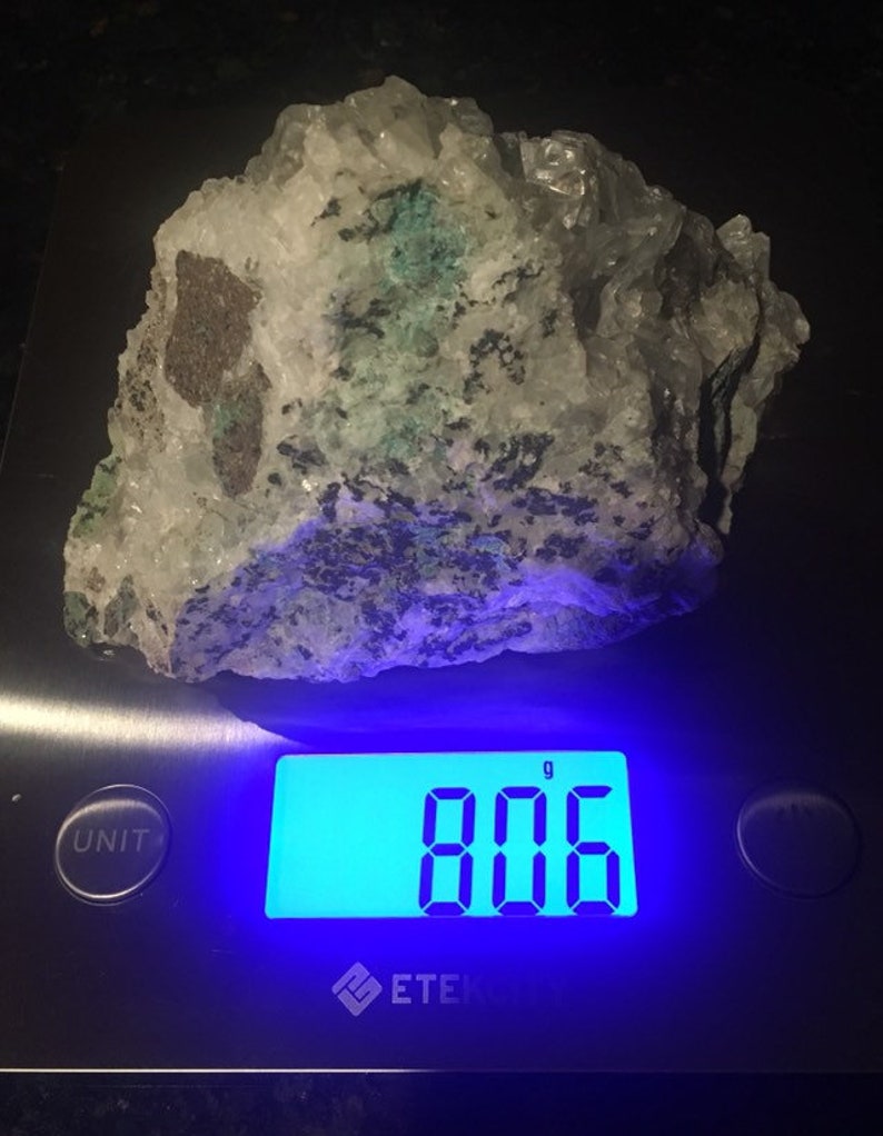private collection. 806 grams Quartz Chrysocolla Malachite rough stock Ray Mines near Globe AZ