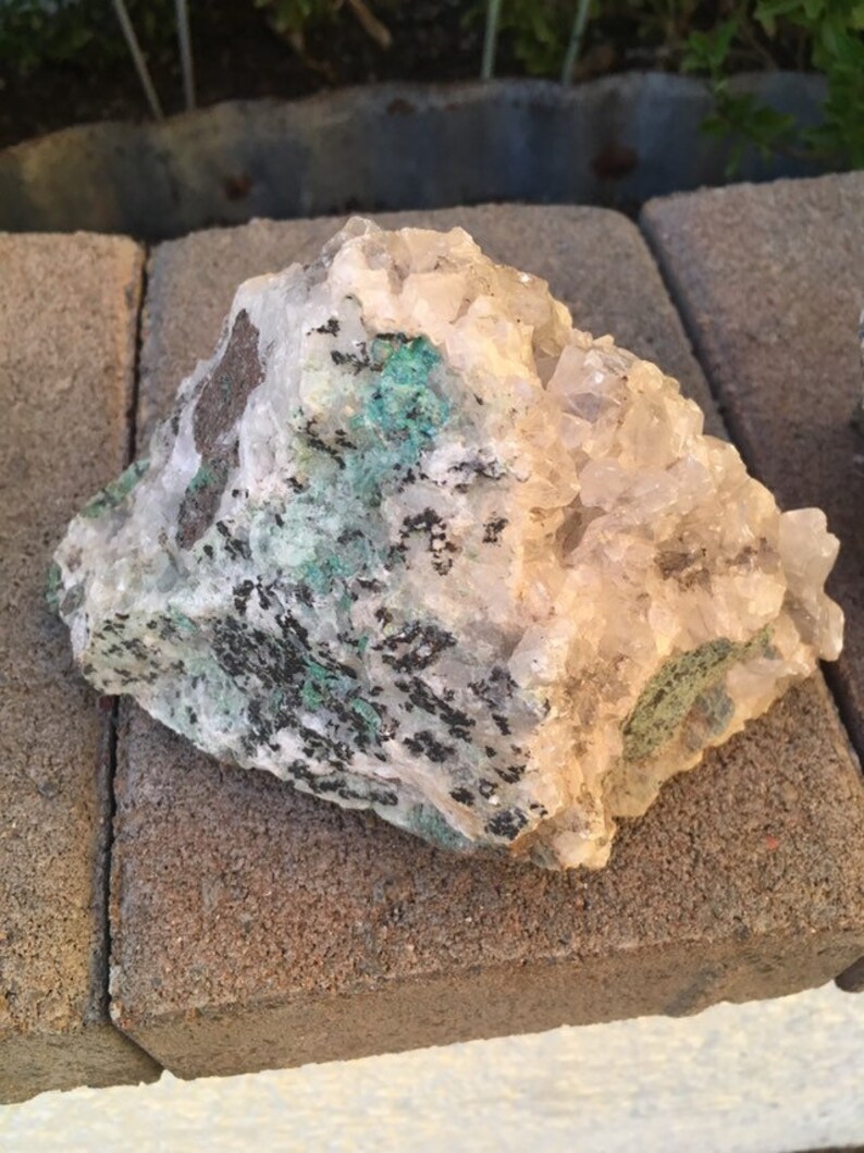 private collection. 806 grams Quartz Chrysocolla Malachite rough stock Ray Mines near Globe AZ