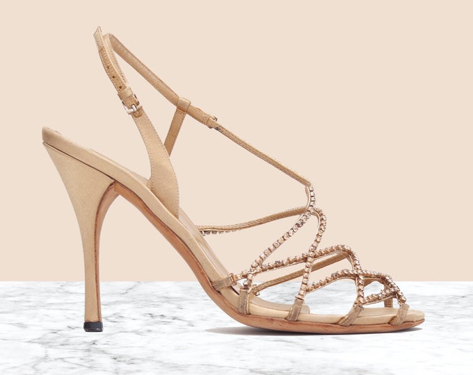 Gucci Vintage Rhinestone Sandals D - Etsy