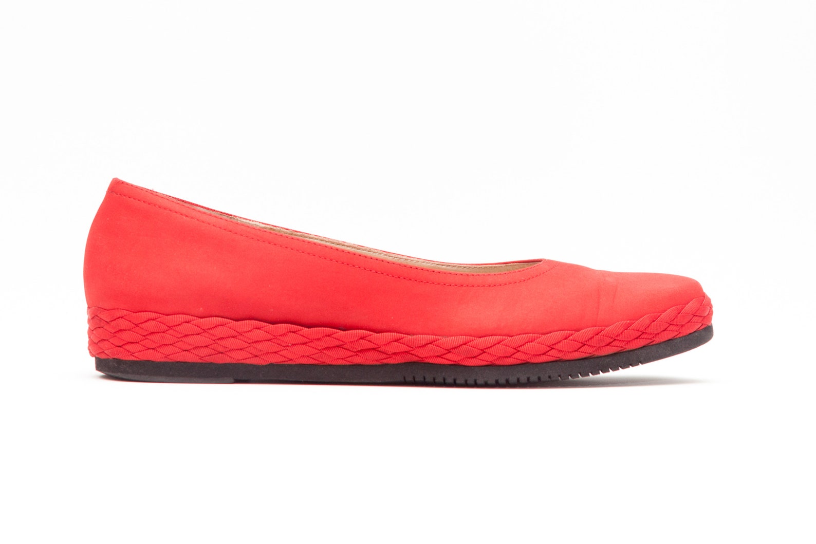 salvatore ferragamo • vintage shoes • braided espadrille ballet flats • red vtg flats • vtg ferragamo shoes made in italy • size