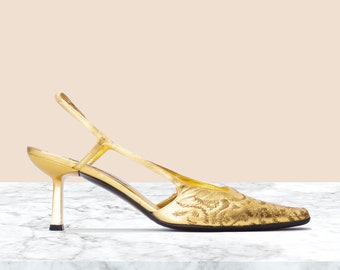 Casadei Vintage Gold Slingbacks