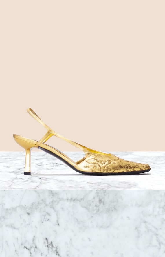 Casadei Vintage Gold Slingbacks