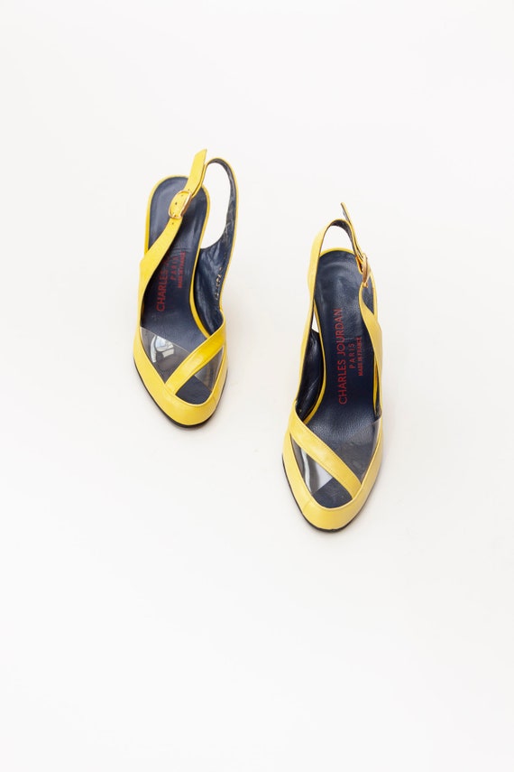 Charles Jourdan Vintage Yellow Leather Heels • Si… - image 5