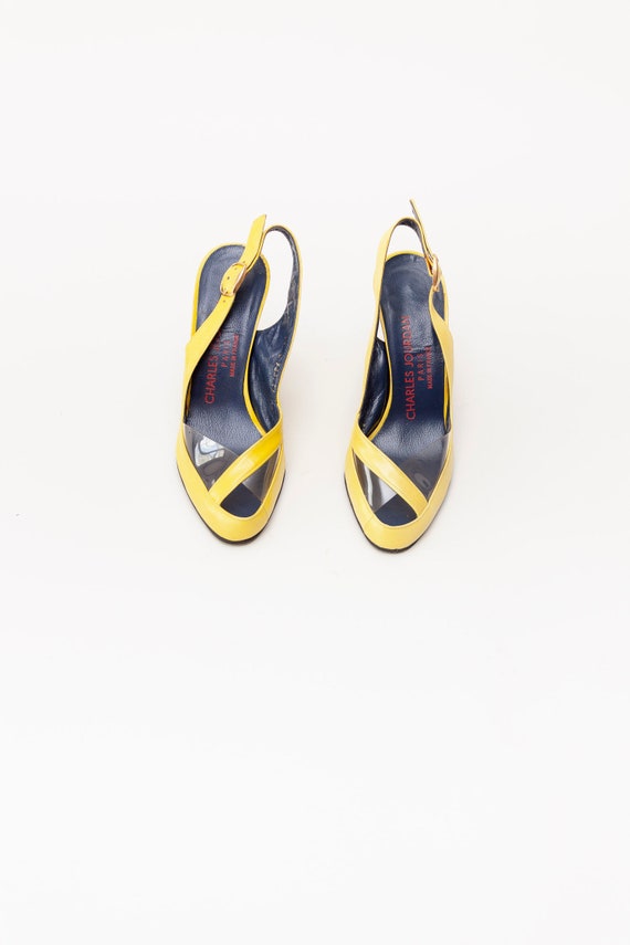 Charles Jourdan Vintage Yellow Leather Heels • Si… - image 7