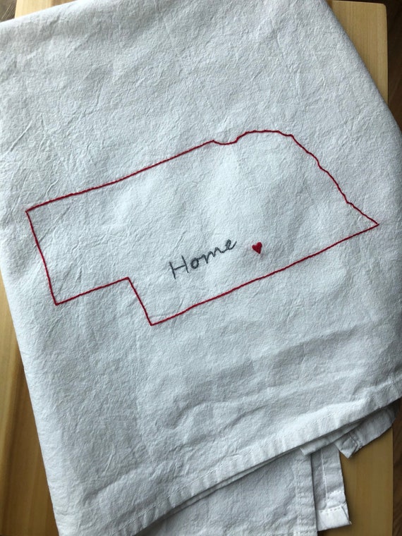 State Dish Towel, Embroidered Tea Towel