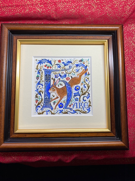 Liebre celta pintura original iluminación estilo medieval - Etsy España