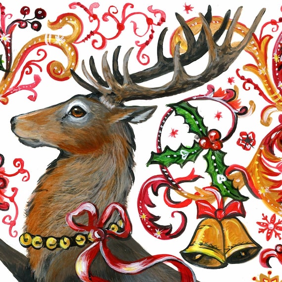 Beautiful Snowy Deer Christmas Card by Medici SINGLE CARD