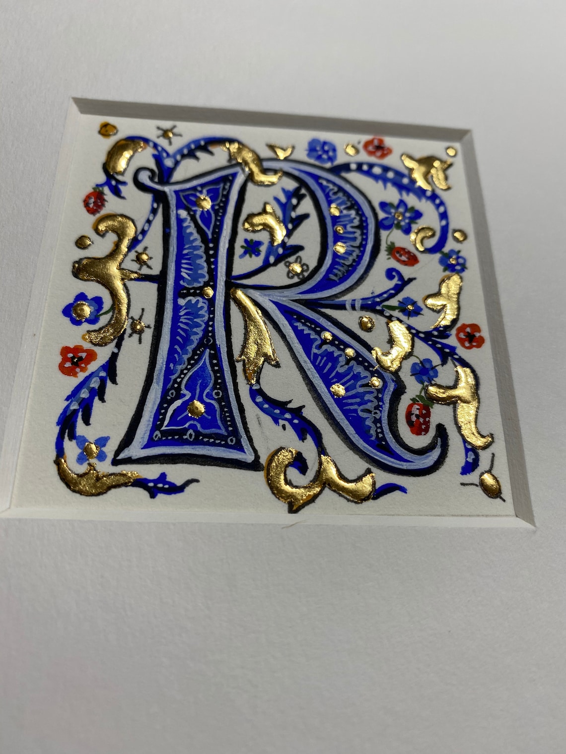 Illuminated Letter R S or T medieval miniature style initial | Etsy