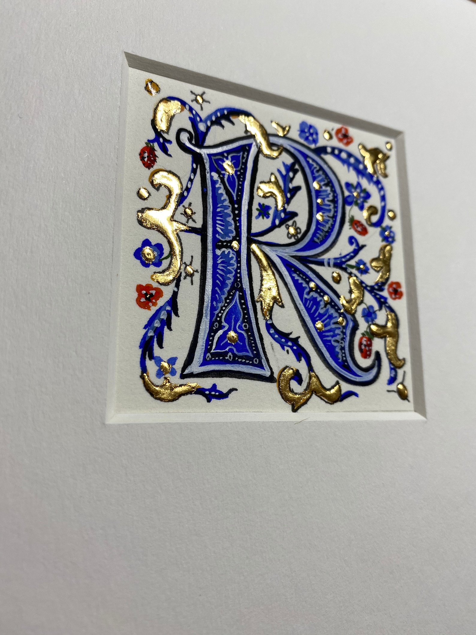 Illuminated Letter R S or T medieval miniature style initial | Etsy