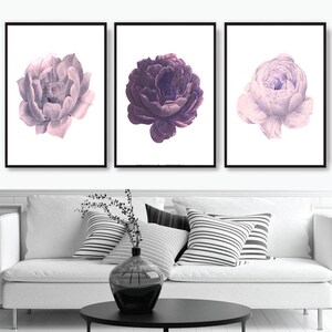 Set of 3 Prints, Purple Wall Art, Purple Flowers Print, Set of 3 Wall Art, Flowers Decor, Purple Wall Decor,Flowers Wall Art,Botanical Print image 6