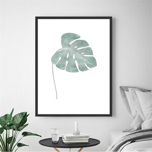 Botanical print set of 3, Set of 3 Botanical Prints,Green Botanical Print, Green Leaves Print, Set of 3 Wall Art, Botanical Leaf Wall Art image 4