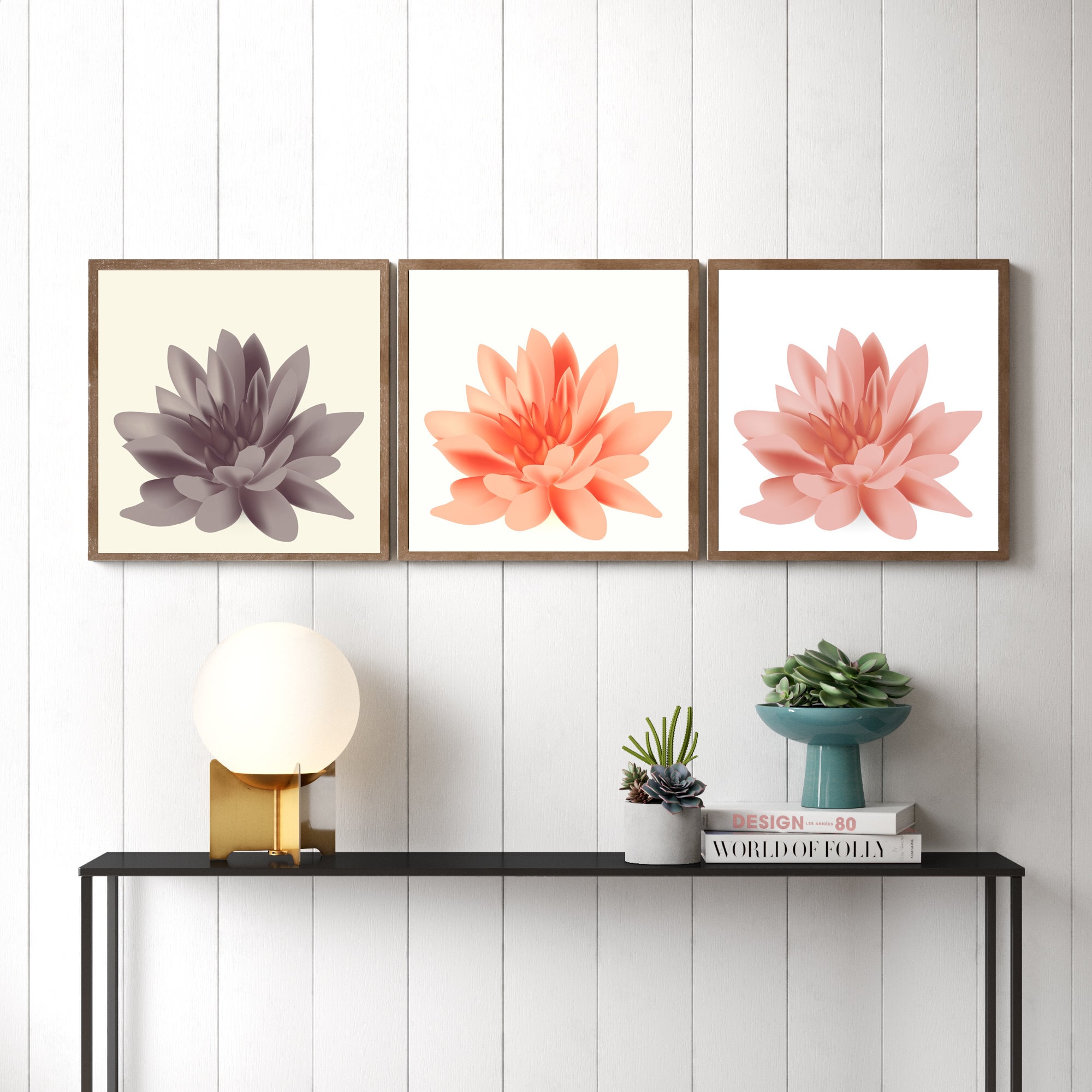 Set of 3 Prints, Set of 3 Wall Art, Flowers Decor, Flowers Wall Art