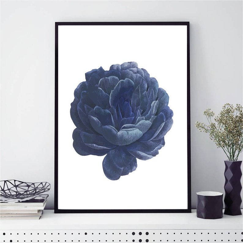 Set of 3 Prints Blue Wall Art Blue Flowers Print Set of 3 Etsy