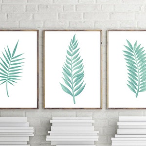 Set of 3 Botanical Prints,Green Botanical Print, Botanical Print Set of 3, Green Leaves Print, Set of 3 Wall Art, Botanical Leaf Wall Art