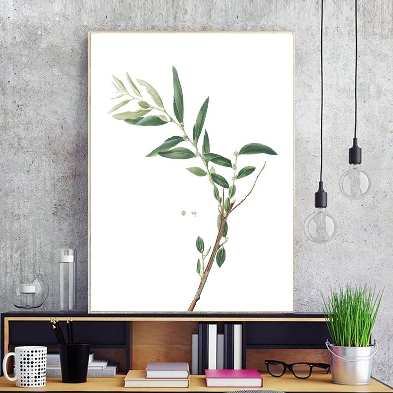 Branch Decor, Branch Wall Art, Botany Print, Plant Prints, Botanical Wall Decor, Digital Art, Green Artwork, Green Wall Art, Printable Art image 3