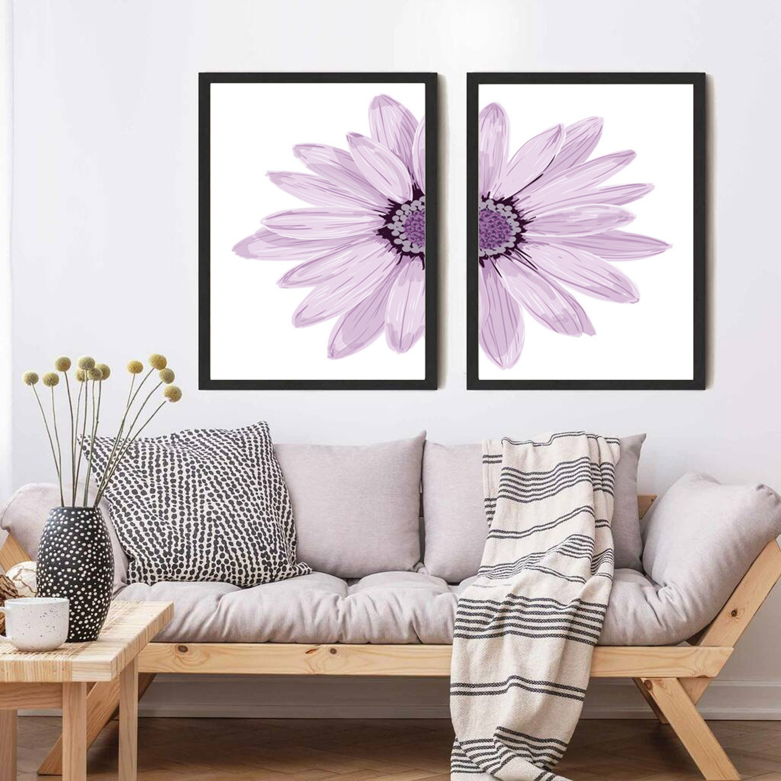 Set of 2 Printspurple Floral Wall Art Set of 2 Wall Art Etsy