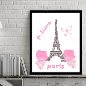 Paris Wandkunst, Eiffelturm Dekor, rosa Drucke, rosa Eiffelturm, Paris Wand-Dekor, rosa Paris Wand, Paris Druck, Paris Druck Rosa, druckbare