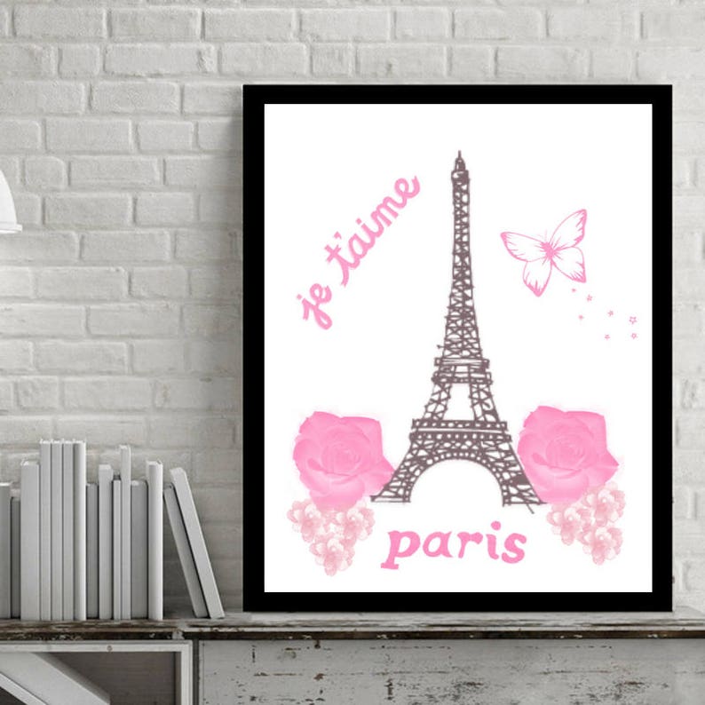 Paris Wall Art, Eiffel Tower Decor, Pink Prints, Pink Eiffel Tower