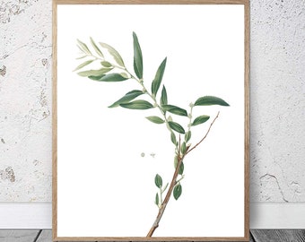 Branch Decor, Branch Wall Art, Botany Print, Plant Prints, Botanical Wall Decor, Digital Art, Green Artwork, Green Wall Art, Printable Art