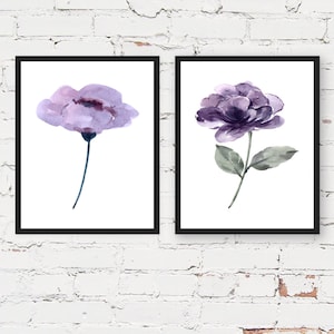 Set of 2 Prints, Purple Wall Art, Purple Flowers Print, Set of 2 Wall Art, Flowers Decor, Purple Wall Decor, Botanical Print, Floral Print