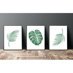 Set of 3 Prints, Set of 3 Wall Art,Botanical Print, Leaf Wall Art,Botanical Print Set of 3,Green Prints,Green Printable Art,Leaves Print