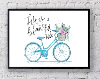 Bicycle Wall Art,Blue Wall Art, Bicycle Wall Decor,Blue Print Poster, Bicycle Print, Downloadable Prints, Bicycle Decoration, Bicycle Gifts