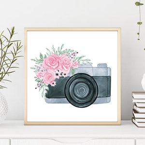 Camera Print, Camera Printable, Camera Artwork, Camera Wall Art, Camera Wall Decor, Photography Prints Nature Flowers, Gift For Photographer