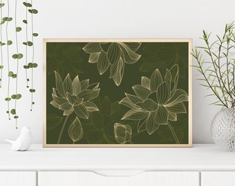 Flowers Decor, Botanical Print, Flowers Wall Art, Floral Print, White Flower Print, Green Printable Art, White Flower Artwork, Plant Prints