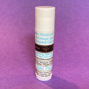 Beeswax Lip Balm with Sweet Almond Oil - Peppermint Flavour and Honey Flavour 6g