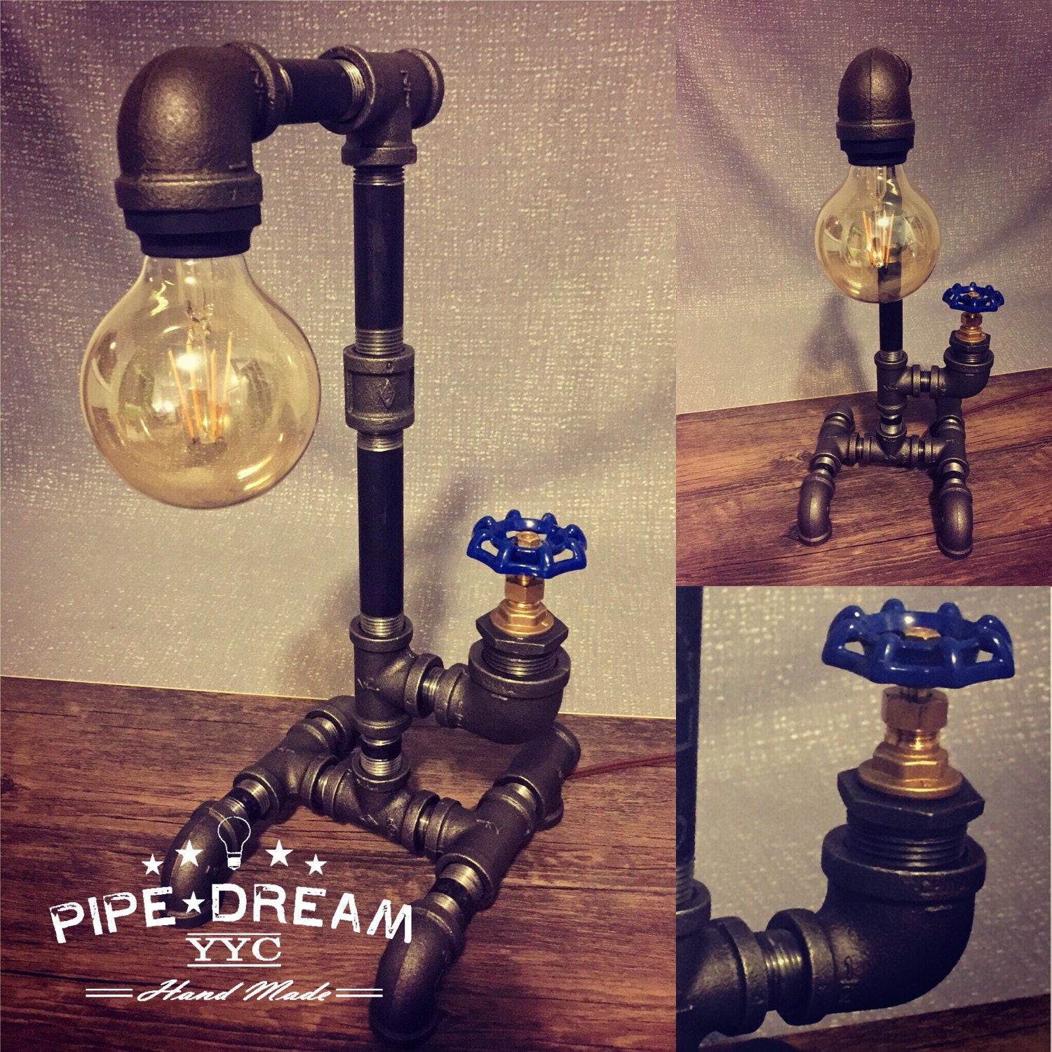 Desk Lamp Crank Light by PipeDreamYYC Etsy