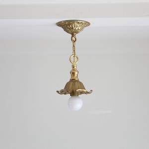 Brass Pendant  light with flower shape lamp holder, Classic brass pendant light