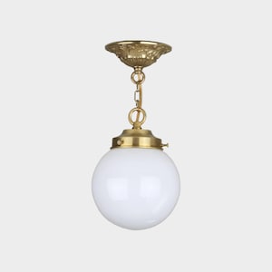 White Milk Glass Globe  Pendant Light Fixture, Glass Pendant Light, Casting Brass Pendant Light, UL Listed, No.0726