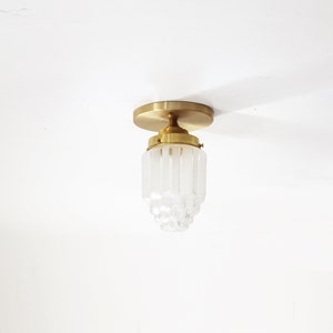 Brass ceiling light with Art deco shade, Ceiling light fixture with shade, Mid century light fixture, Brass ceiling light