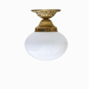 Brass Ceiling Light, Ceiling light with hand-blown glass shade, Classic ceiling lightUL Listed, No.0672