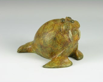 Bronze Walross Skulptur, Yolk Art, USA Hergestellt