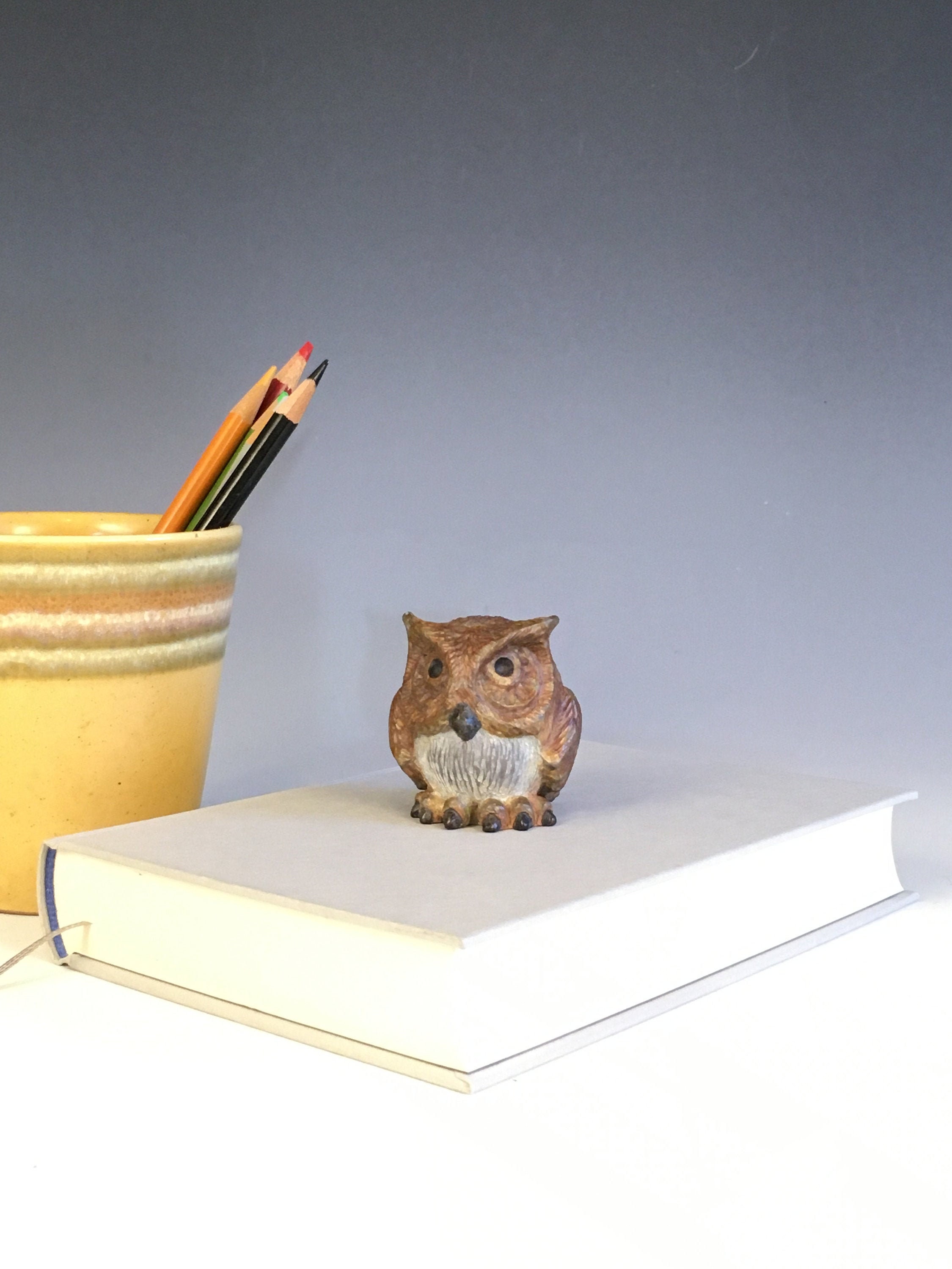 Owl Sculpture Bronze - Egg Size Small Sculpture