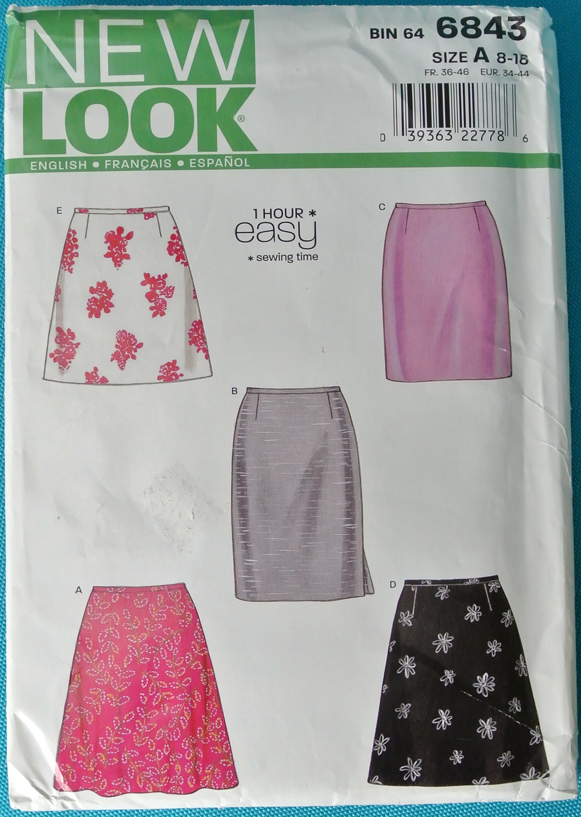 New Look Pattern 6843 1 Hour Easy Misses Skirt With 5 Etsy