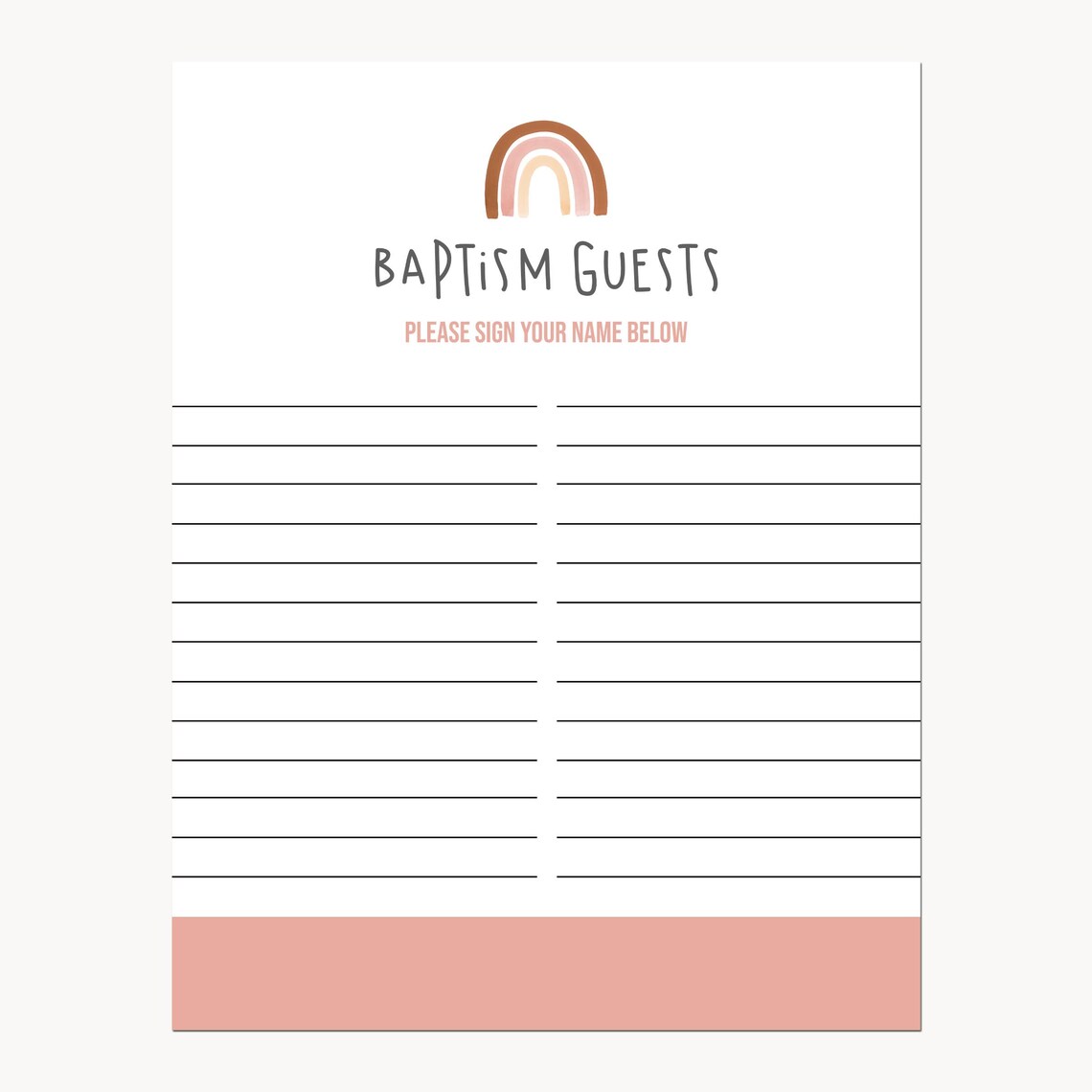 Baptism Guest Signin Sheet LDS Baptism Guests Rainbow 2 Etsy
