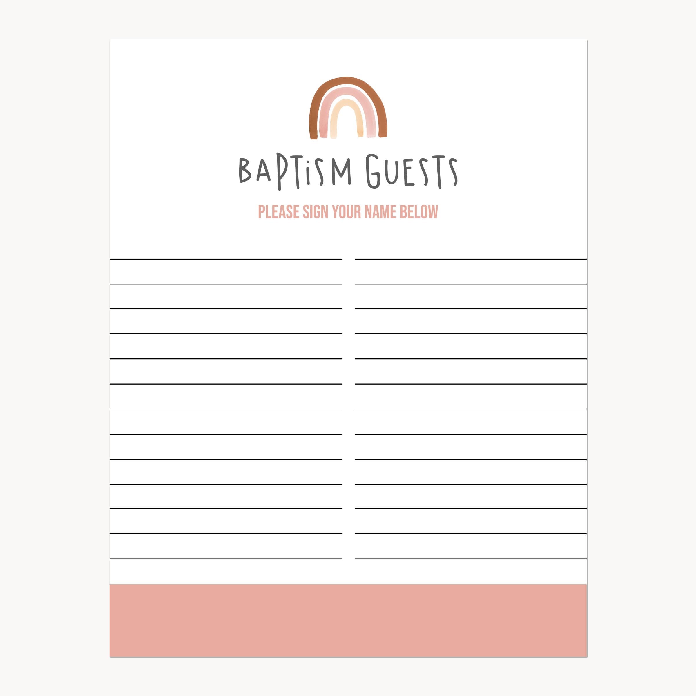 Baptism Guest Sign-in Sheet LDS Baptism Guests Rainbow 2 | Etsy