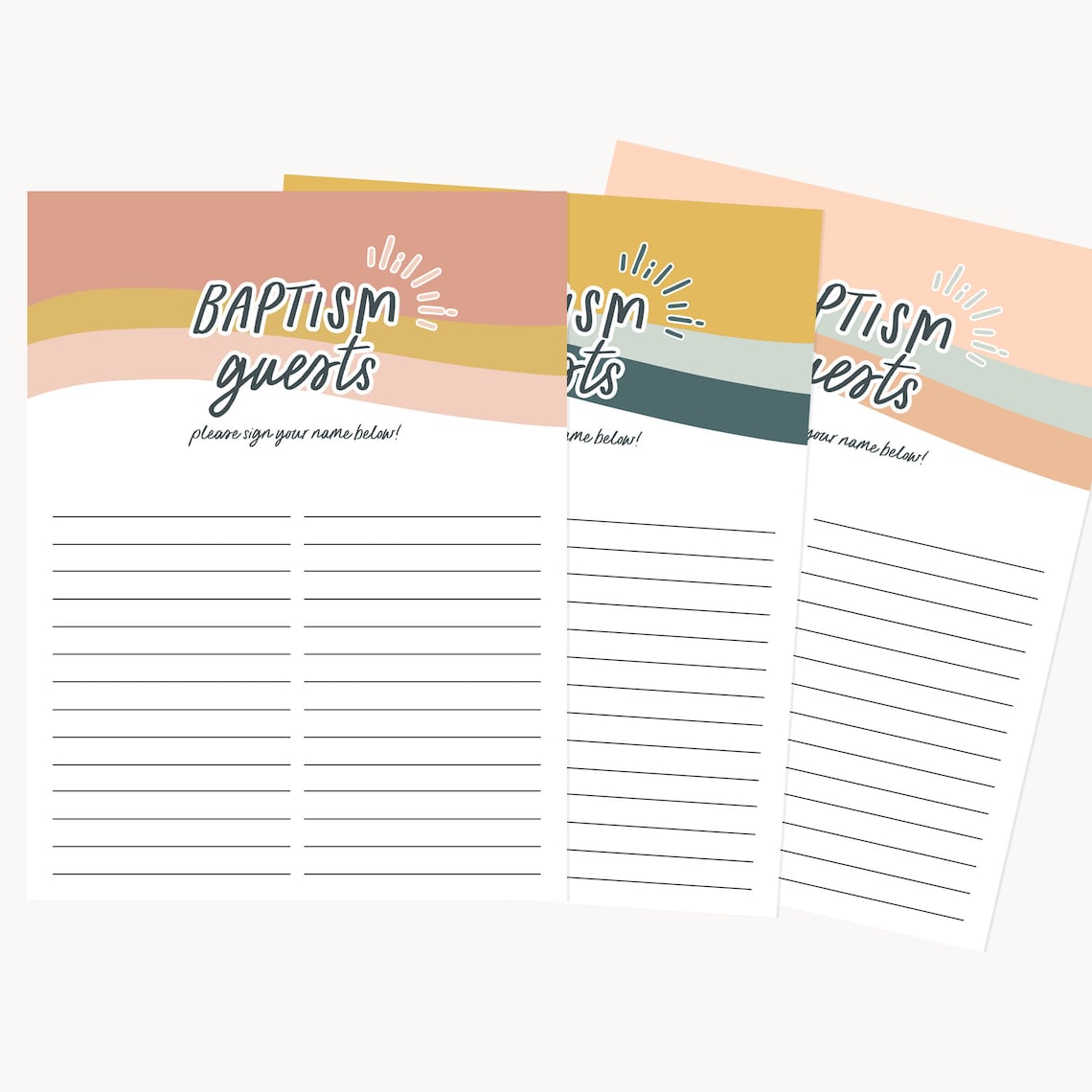 Baptism Guest Sign-in Sheet LDS Baptism Guests Rainbow 3 - Etsy