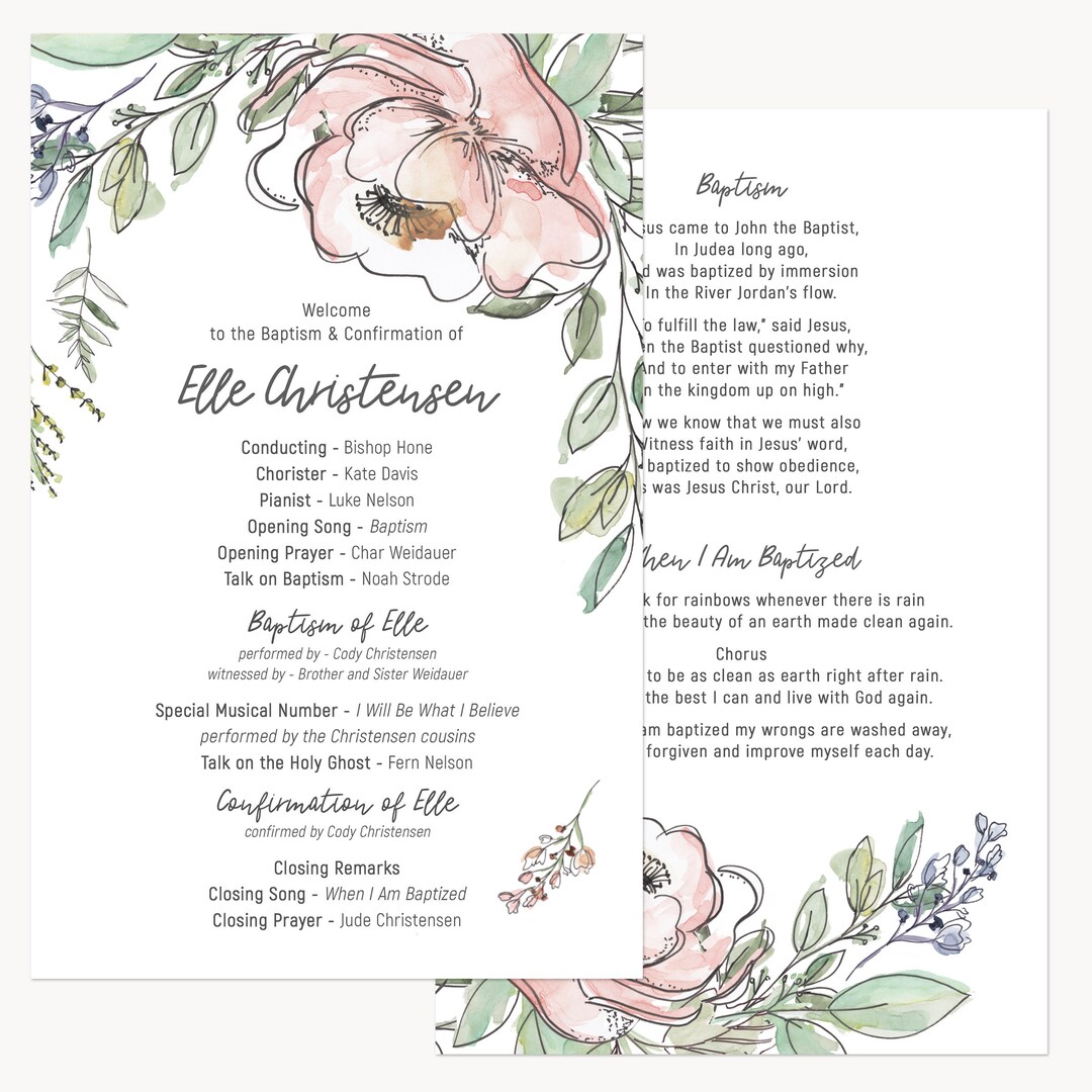 LDS Baptism Program Church Of Jesus Christ Of Latter Day Etsy