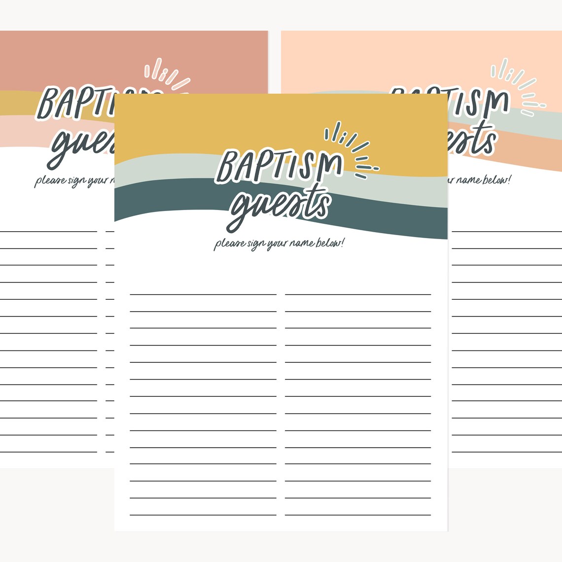 Baptism Guest Sign-in Sheet LDS Baptism Guests Rainbow 3 - Etsy