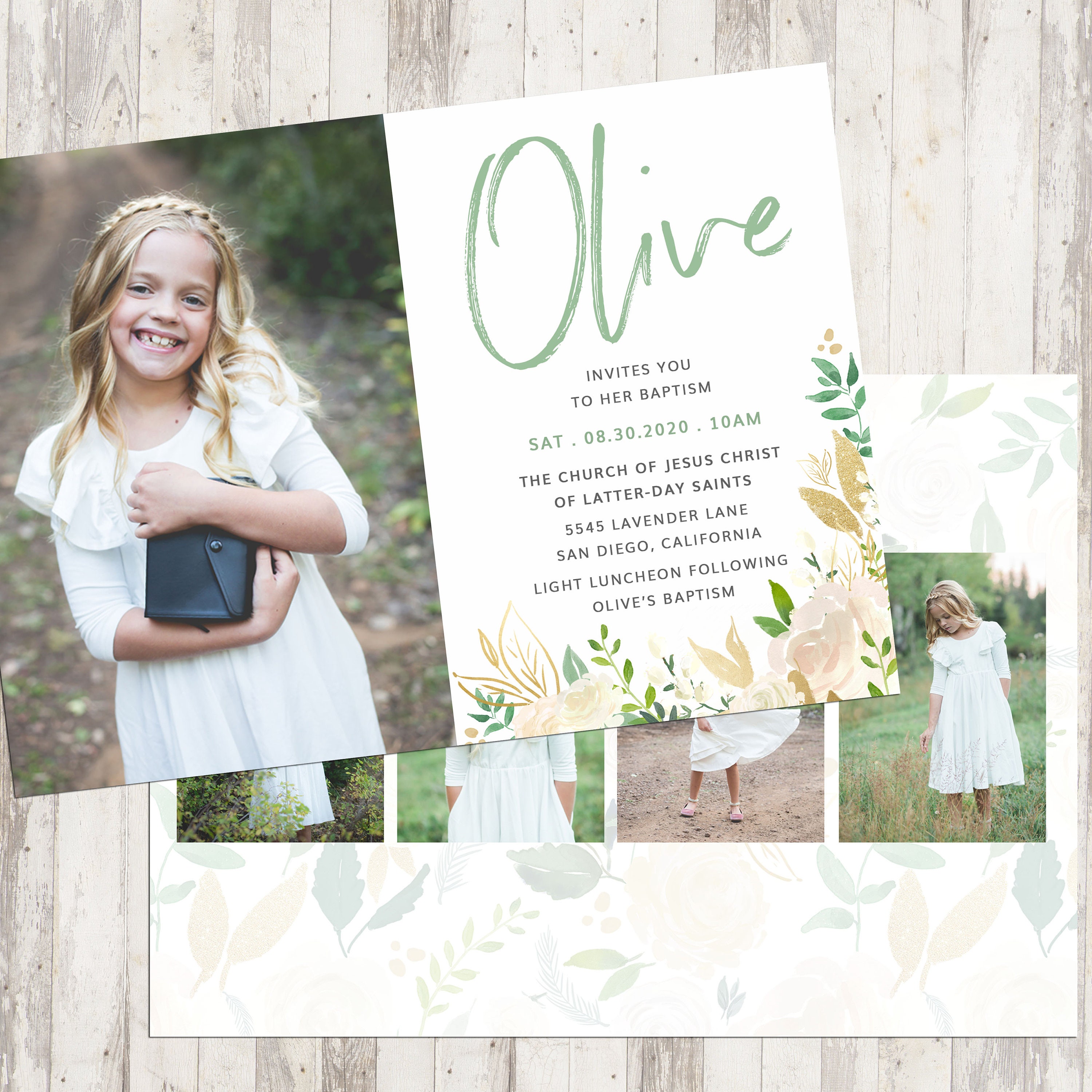 Customized LDS baptism cards for girls. 